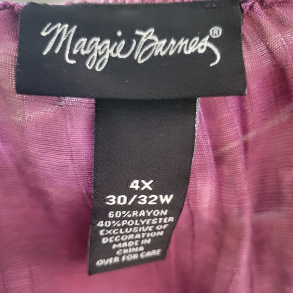 Maggie Barnes 4X Purple‎ Tie Dye Sequin Embellished Sheer Top Blouse - Picture 4 of 4